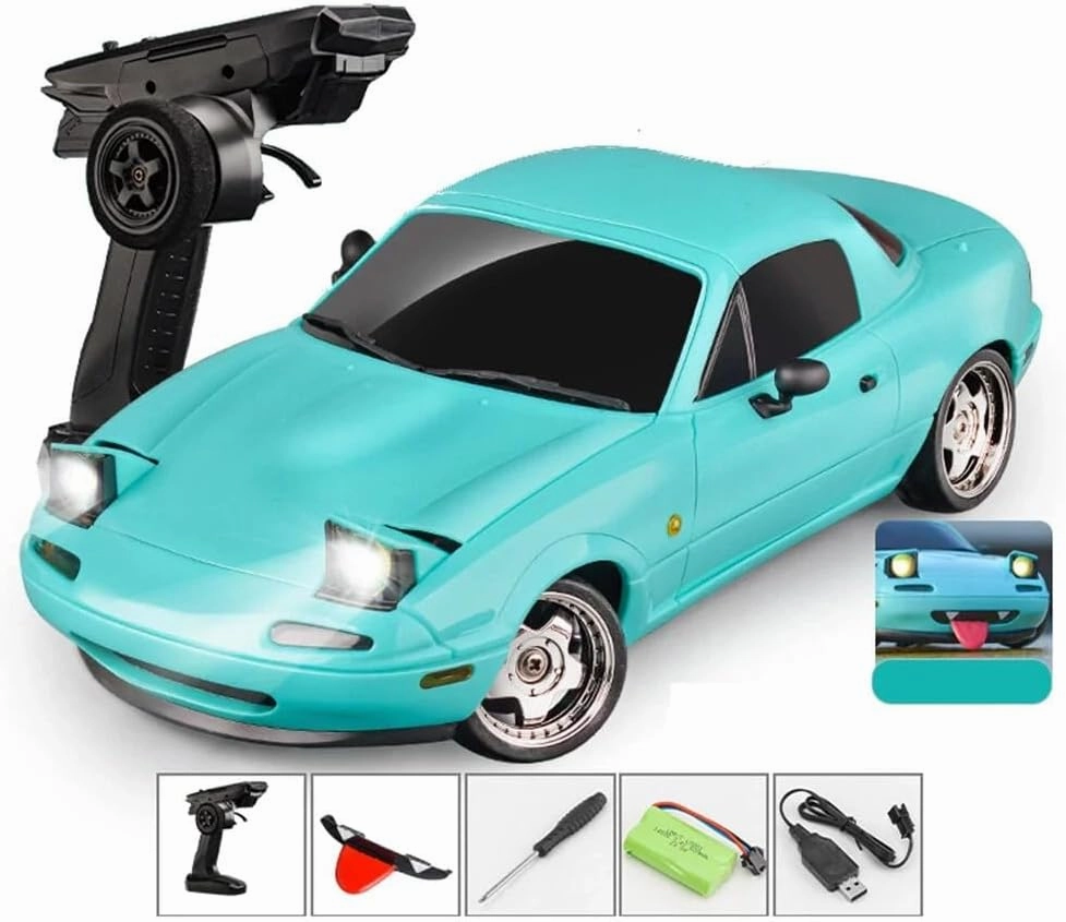 LDRC 1804 RC Drift Car with Gyro, 1/18 Scale Full Proportional 2.4GHz RWD Remote Control Drifting Sport Car, Mini Racing Vehicles Gift for Enthusiasts