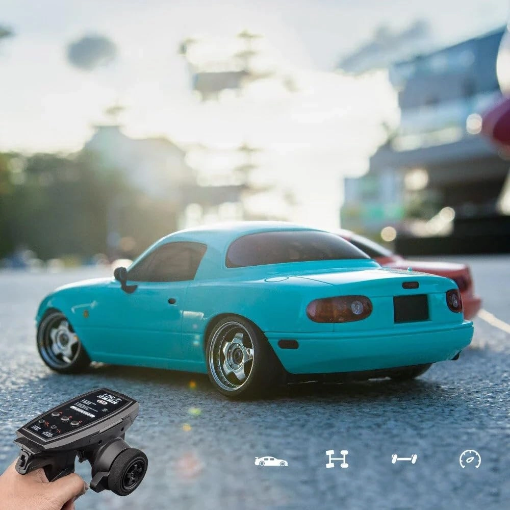 LDRC 1804 RC Drift Car with Gyro, 1/18 Scale Full Proportional 2.4GHz RWD Remote Control Drifting Sport Car, Mini Racing Vehicles Gift for Enthusiasts