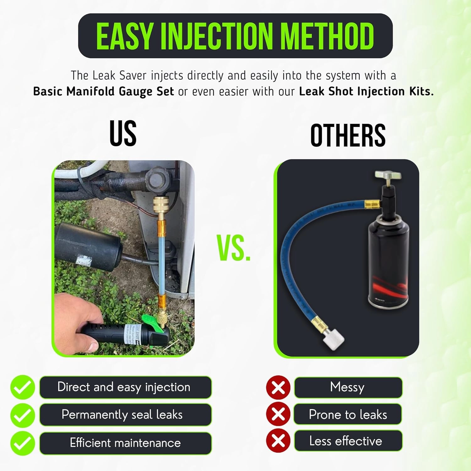 Leak Saver Direct Inject Ultimate 3-in-1 | AC Refrigerant Leak Sealer | with UV Dye & Moisture Remover | for Most HVAC Systems Up to 5 Tons - Professional AC Leak Sealer - AC Stop Leak