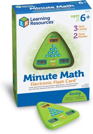 Learning Resources Minute Math Electronic Flash Card, Homeschool, Early Algebra Skills, 3 Difficulty Levels, Ages 6 