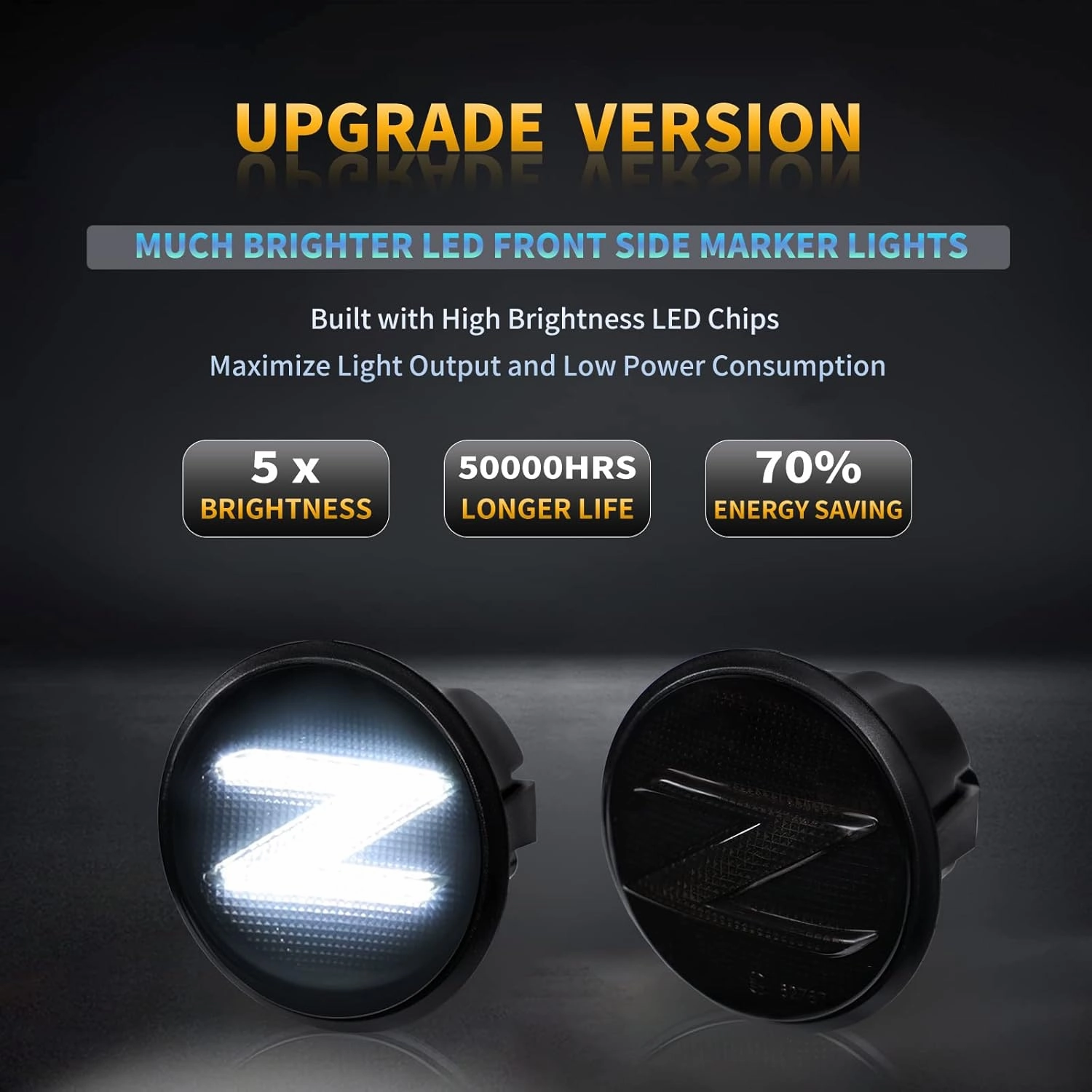 LED Sequential White Side Marker Lights for Nissan 370z Z34 2009-2020, 350z Z33 2003-2009 Turn Signal Lamps 26160-1EK0A 26165-1EK0A, Smoked Len 2pcs