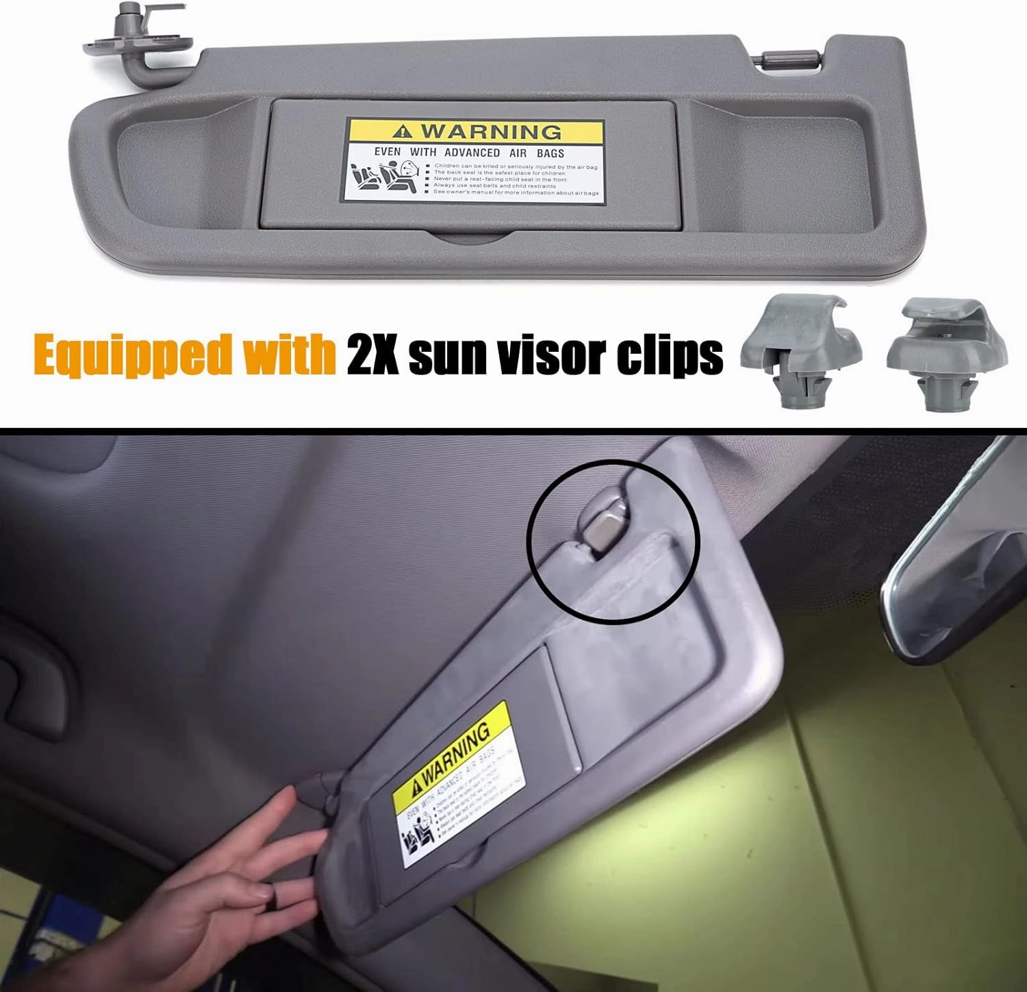 Left Driver & Right Passenger Side Sun Visor Compatible with Honda Civic 2006 2007 2008 2009 2010 2011 Replaces # 83280-SNA-A01ZA, 83230-SNA-A01ZA (Atlas Gray)