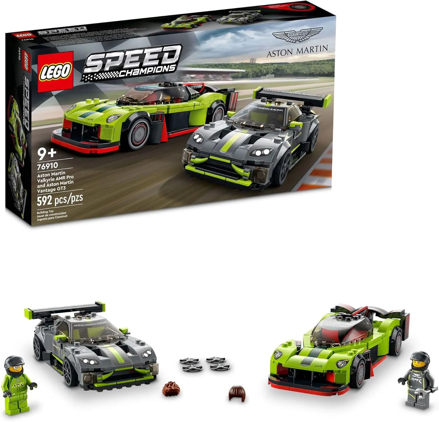 LEGO Speed Champions Aston Martin Valkyrie AMR Pro & Vantage GT3 2 Collectible Model 76910 - Race Car and Toy Set, Includes 2 Driver Minifigures, Great Gift for Boys, Girls, and Teens Ages 9 