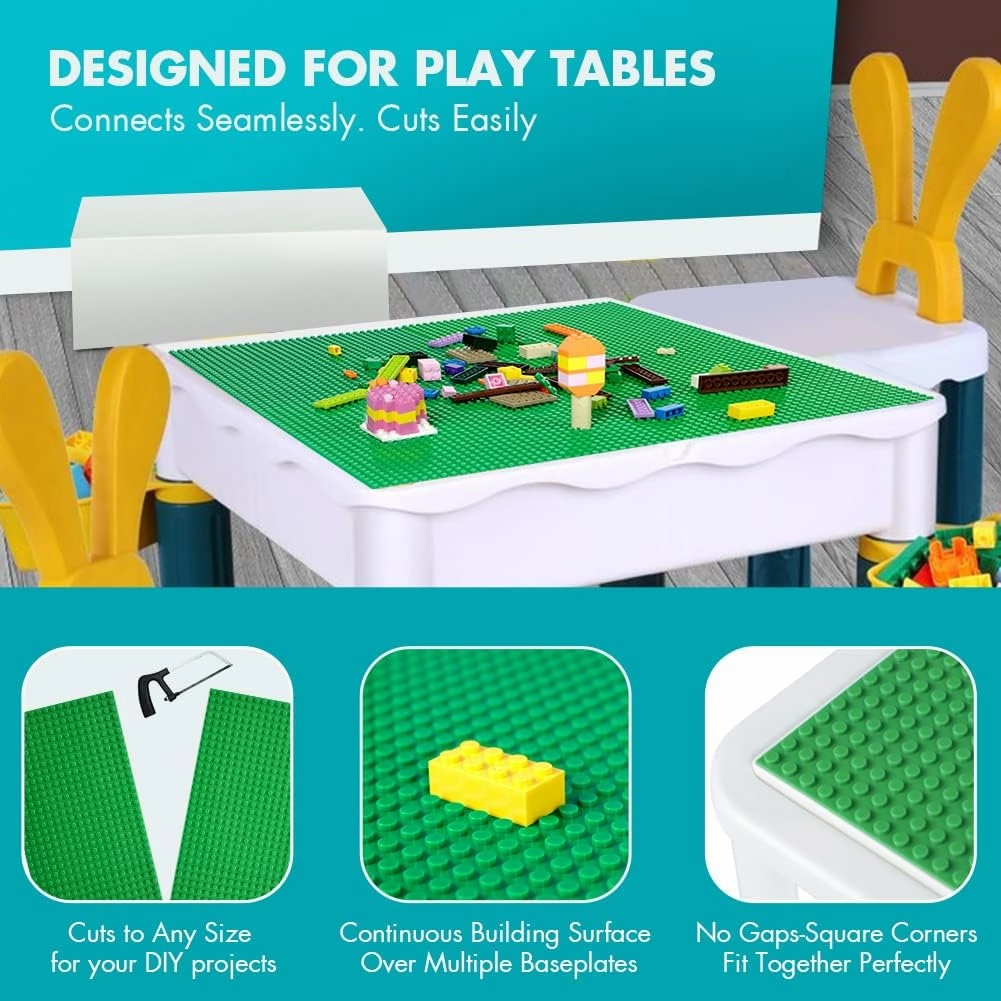 Lekebaby Classic Baseplates Building Base for Building Bricks 100% Compatible with Major Brands-Baseplate 10" x 10", Pack of 6, Green