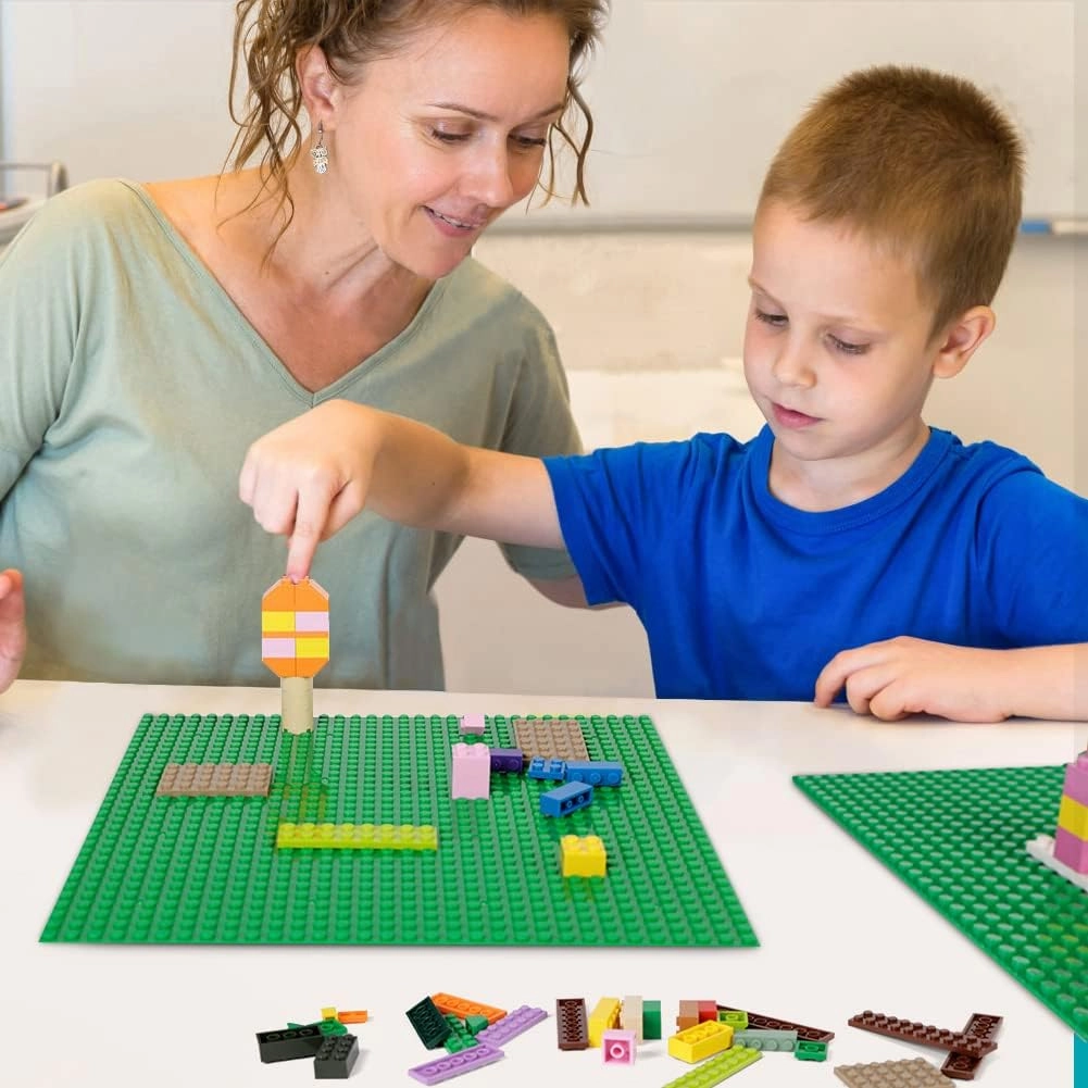 Lekebaby Classic Baseplates Building Base for Building Bricks 100% Compatible with Major Brands-Baseplate 10" x 10", Pack of 6, Green