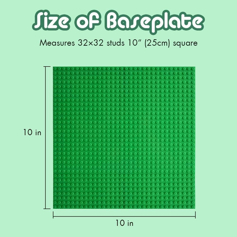 Lekebaby Classic Baseplates Building Base for Building Bricks 100% Compatible with Major Brands-Baseplate 10" x 10", Pack of 6, Green
