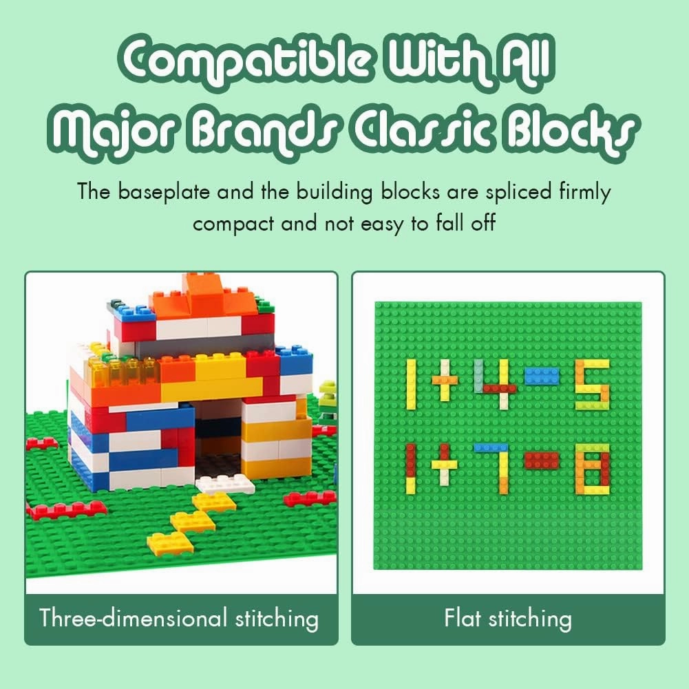 Lekebaby Classic Baseplates Building Base for Building Bricks 100% Compatible with Major Brands-Baseplate 10" x 10", Pack of 6, Green