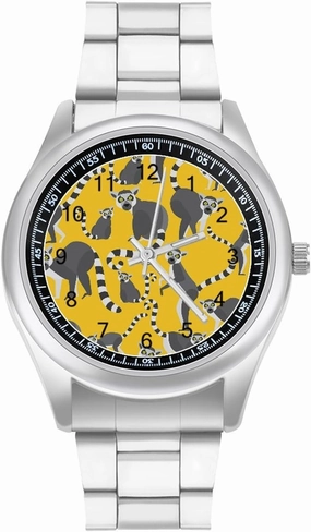 Lemurs of Madagascar Casual Wrist Watches for Men Classic Business Dress Watch Big Face for Work Gym