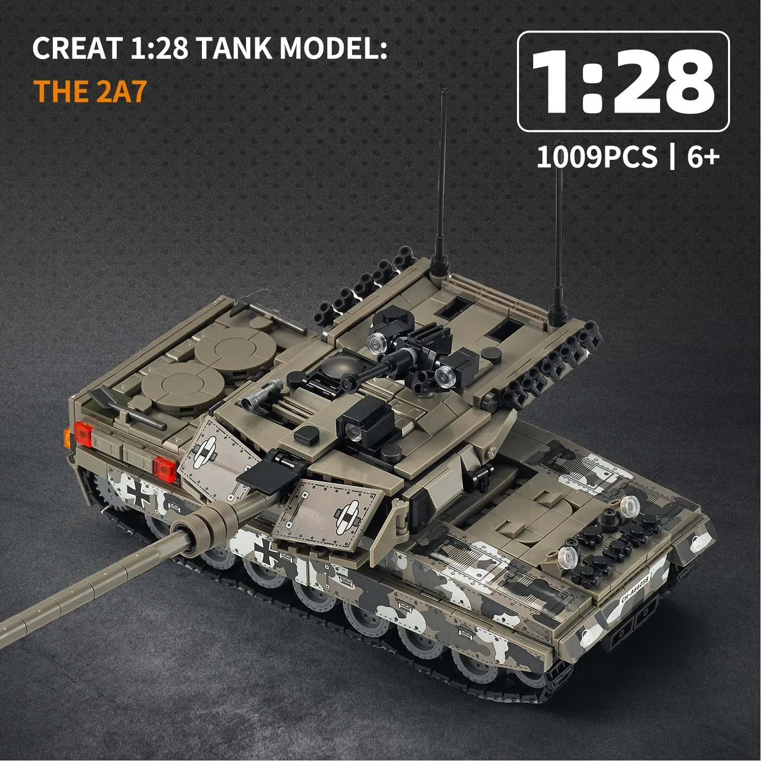 Leopard II A7 Tank Building Set,Collectible 1:28 Tank Building Kits Army Model, Great Military Toys Gift Ideal for Boys,Kids and Teens Age 6-14 (Gray)
