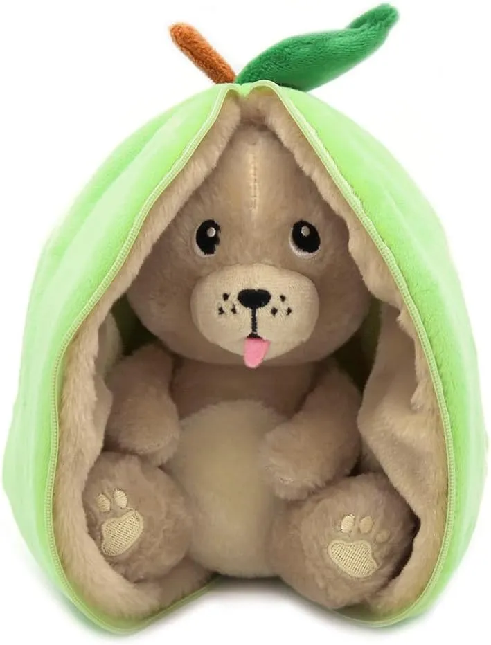 LES DÉGLINGOS Flipetz Crocket The Dog Plushie - Reversible Apple to Dog 2-in-1 Soft Toy - 9 Inch Kids Transforming Plush Toy Cute, Collectible, Durable, Stuffed Animal Gift for All Ages