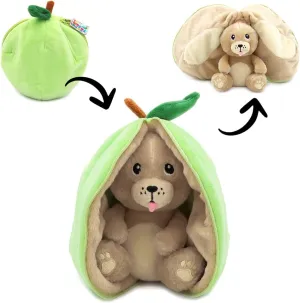 LES DÉGLINGOS Flipetz Crocket The Dog Plushie - Reversible Apple to Dog 2-in-1 Soft Toy - 9 Inch Kids Transforming Plush Toy Cute, Collectible, Durable, Stuffed Animal Gift for All Ages