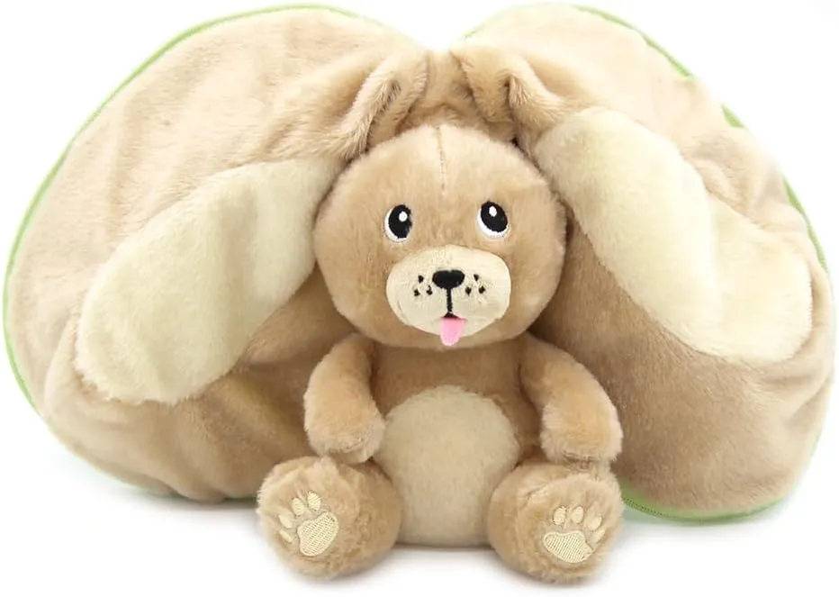 LES DÉGLINGOS Flipetz Crocket The Dog Plushie - Reversible Apple to Dog 2-in-1 Soft Toy - 9 Inch Kids Transforming Plush Toy Cute, Collectible, Durable, Stuffed Animal Gift for All Ages