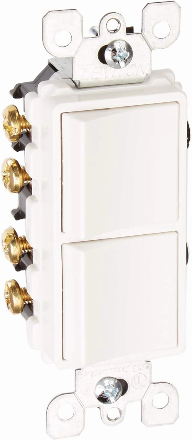 Leviton 5643-W 15 Amp, 120/277 Volt, Decora Brand Style 3-Way / 3-Way AC Combination Switch, Commercial Grade, Grounding, White