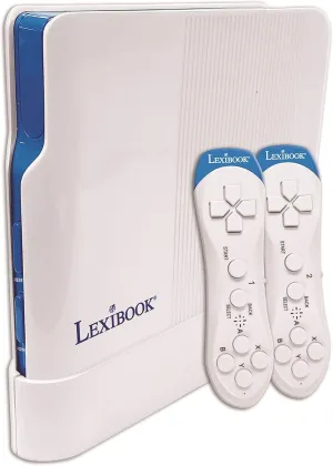 LEXiBOOK TV Game Console, 200 Games, 32-bit, USB-C Adapter, White/Blue, JG7430