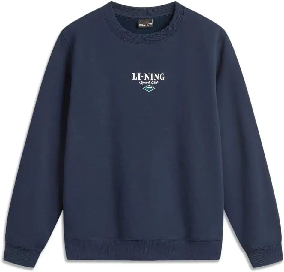 LI-NING Sports Life Series Men Sweatshirt Velvet Warm Comfortable Classic Pullover AWDU679