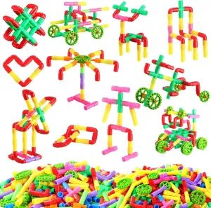 Libima 300 Pcs Tubular Pipes Building Blocks for Kids Over 6 Years Old Stem Building Toy Colorful Tube Pipe Toy Construction Set for Toddlers Educational Preschool Learning