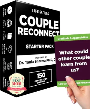 Life Sutra Married Couples Games - 150 Fun Reconnect Activities & Conversation Cards for Adults - Romantic Gift for Anniversary, Birthdays, Wife, Husband - Date Night Ideas Couples Games for Adults