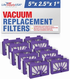 LifeSupplyUSA HEPA Vacuum Filter Replacement Compatible with Neato XV11 XV12 XV15 XV21 XV25 XV Signature Pro Pet & Allergy Robotic Vacuum Cleaners 945-0048 (12-Pack)