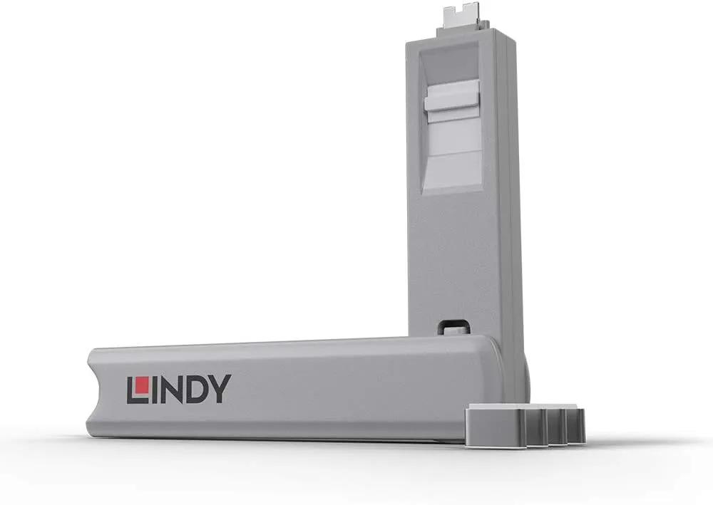 LINDY USB Type C Port Blocker Key, White - Pack of 4