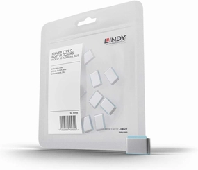 LINDY USB Type C Port Blockers (Without Key) - Pack of 10, Blue