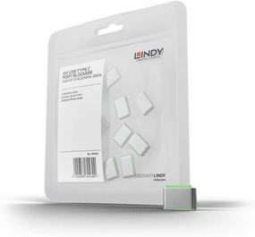 LINDY USB Type C Port Blockers (Without Key) - Pack of 10, Green