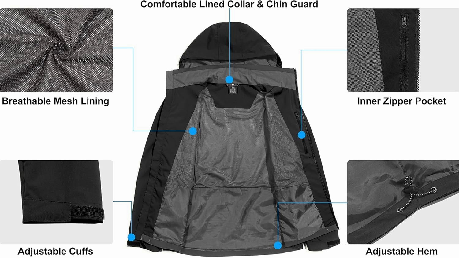 Little Donkey Andy Men's Waterproof Rain Jacket, Lightweight Rain Coat, Raincoat with Hood for Golf Hiking