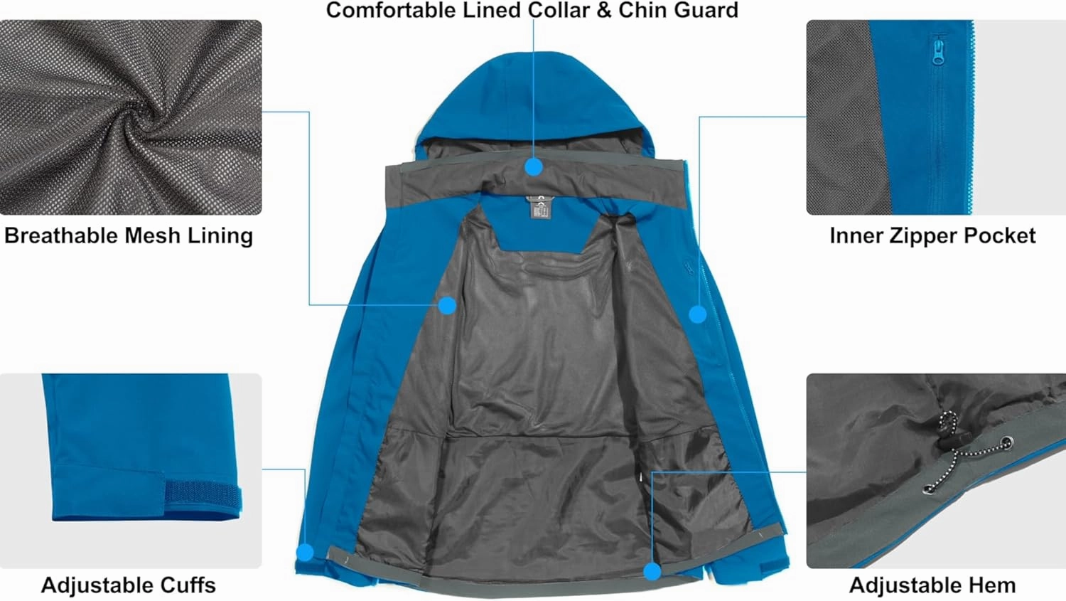Little Donkey Andy Men's Waterproof Rain Jacket, Lightweight Rain Coat, Raincoat with Hood for Golf Hiking