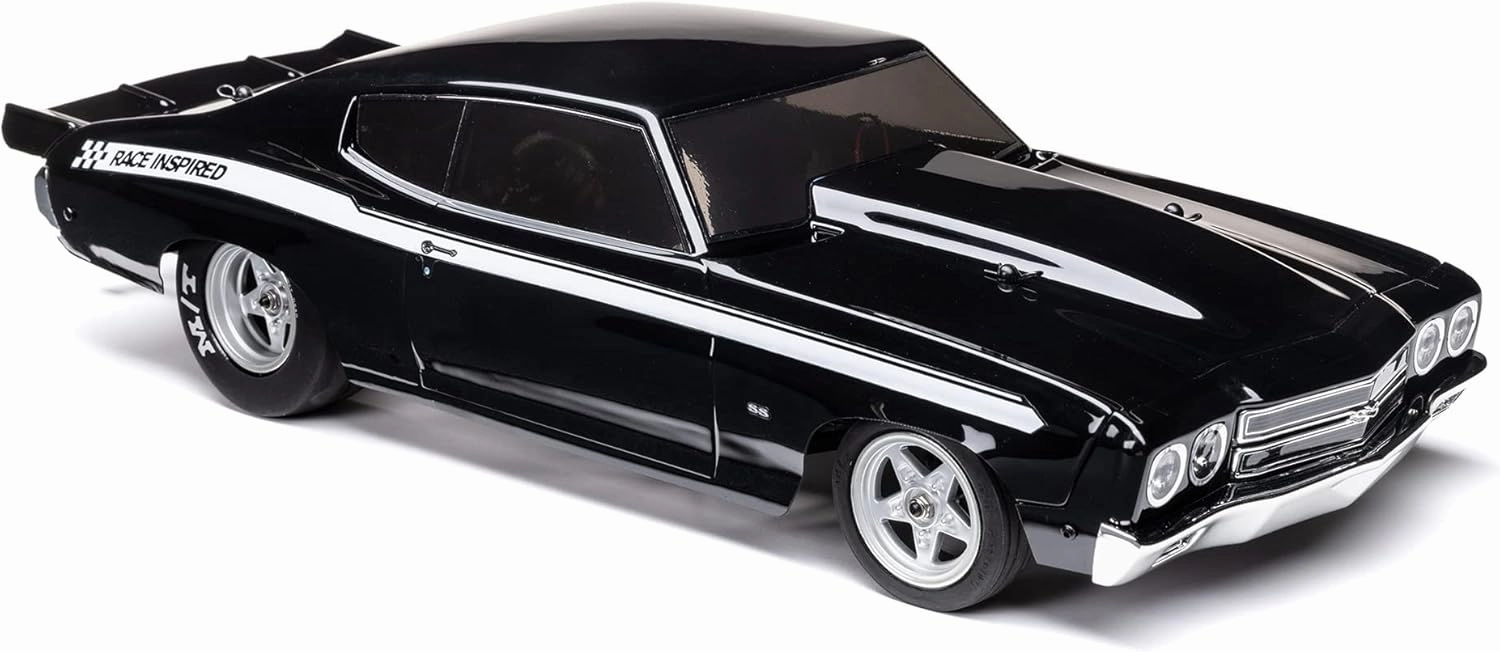 Losi RC Car 1/16 1970 Chevelle 2 Wheel Drive Mini No Prep Drag Car RTR Includes Everything Needed no Other purchases Required Black LOS01023T2