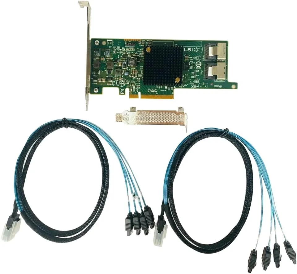 LSI 9207-8i RAID Controller Card 6Gbs SAS HBA P20 IT Mode for ZFS FreeNAS unRAID RAID Expander Card   2 * 8087 SATA Cable