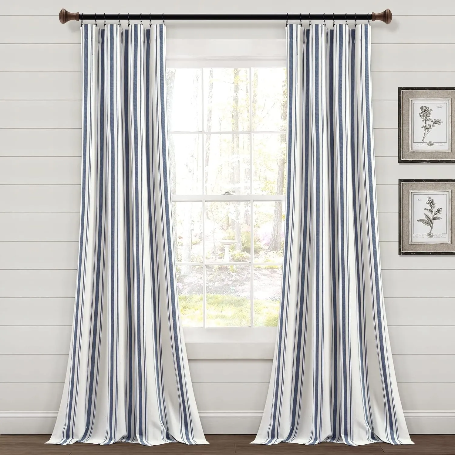 Lush Decor Farmhouse Stripe Yarn Dyed Cotton Window Curtain Panel Pair, 42" W x 84" L, Gray - Classic Modern Rustic Charm - Eco Friendly Cotton Fabric