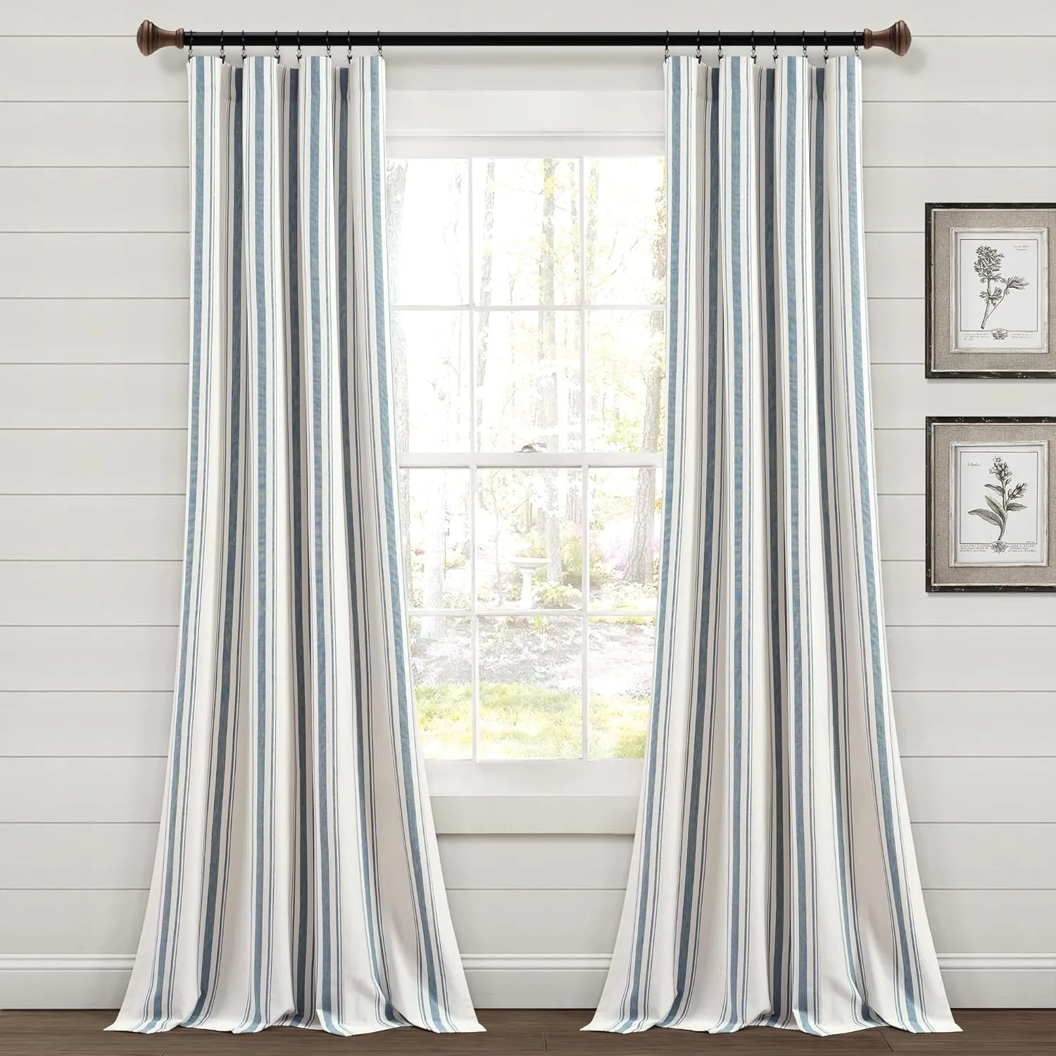 Lush Decor Farmhouse Stripe Yarn Dyed Cotton Window Curtain Panel Pair, 42" W x 84" L, Gray - Classic Modern Rustic Charm - Eco Friendly Cotton Fabric