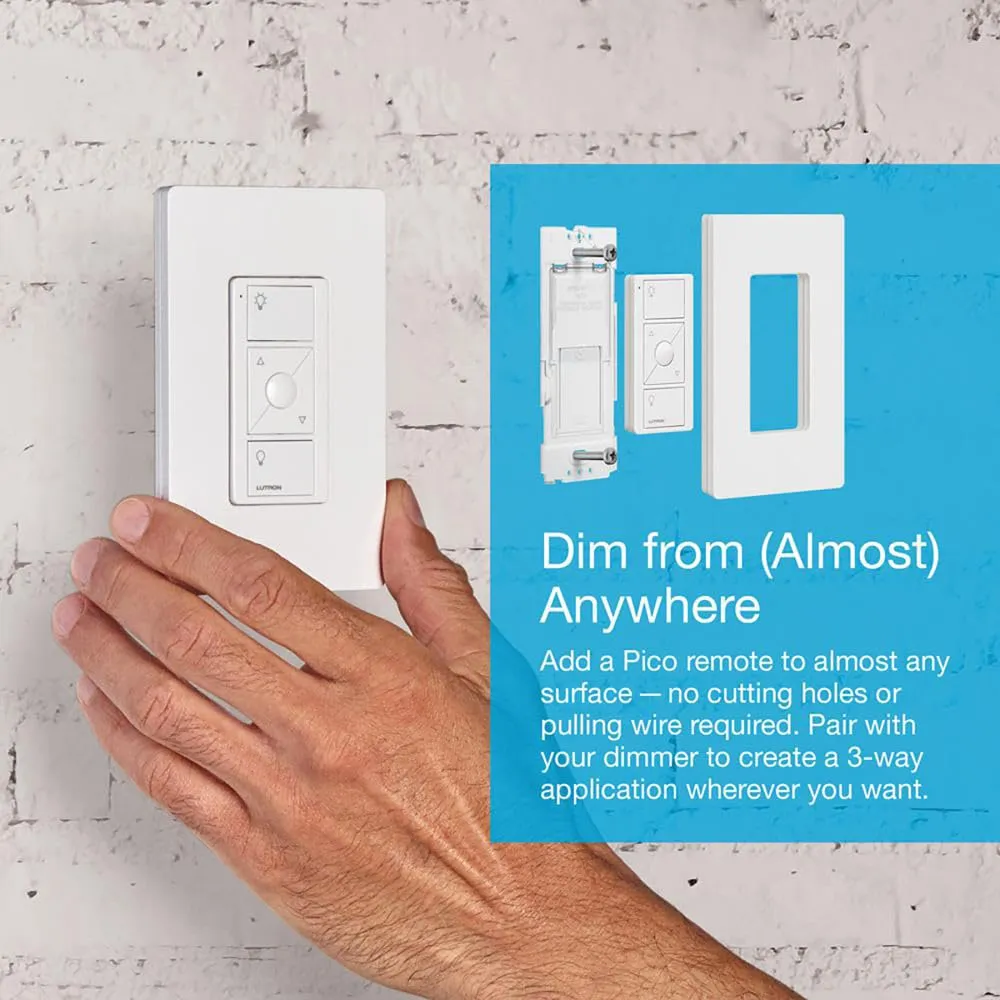 Lutron Caseta Original Smart Dimmer Switch ELV  (Lutron Hub Required), 250W LED, Single-Pole/3-Way, Neutral Required, PD-5NE-WH, White