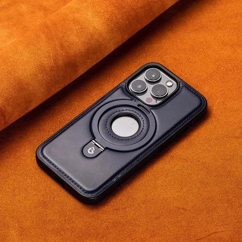 Luxury PU Leather Magnetic Bracket Ring Case – Sleek, Durable, & MagSafe Compatible