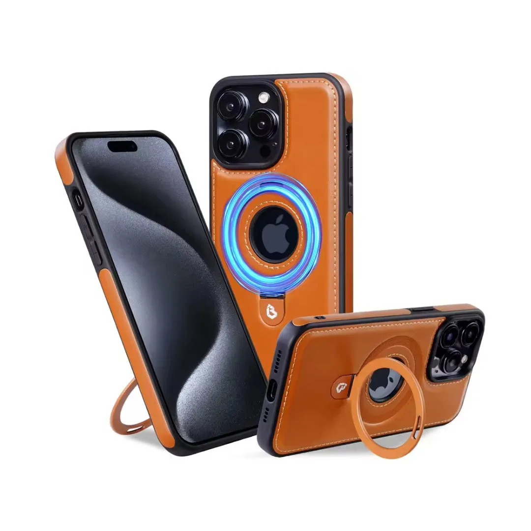 Luxury PU Leather Magnetic Bracket Ring Case – Sleek, Durable, & MagSafe Compatible