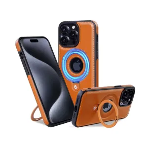 Luxury PU Leather Magnetic Bracket Ring Case – Sleek, Durable, & MagSafe Compatible