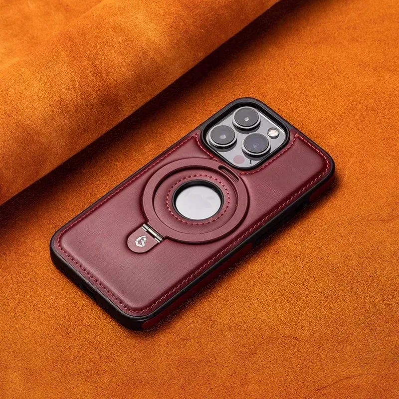 Luxury PU Leather Magnetic Bracket Ring Case – Sleek, Durable, & MagSafe Compatible