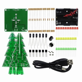 Lysee 3D Printer Parts & Accessories - Christmas Tree LED Flash DIY Kit 3D Circuit Parts Glitter Electronic Learning Set DU55 - (Color: As Shown)