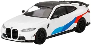 M4 M-Performance (G82) Alpine White w/Carbon Top & Graphics Ltd Ed to 3000 pcs Worldwide 1/64 Diecast Model Car by True Scale Miniatures MGT00346