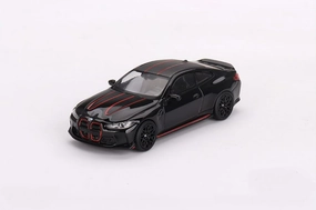 M4 CSL Black Sapphire with Carbon Top and Red Stripes Limited Edition to 2760 Pieces Worldwide 1/64 Diecast Model Car by Mini GT MGT00703