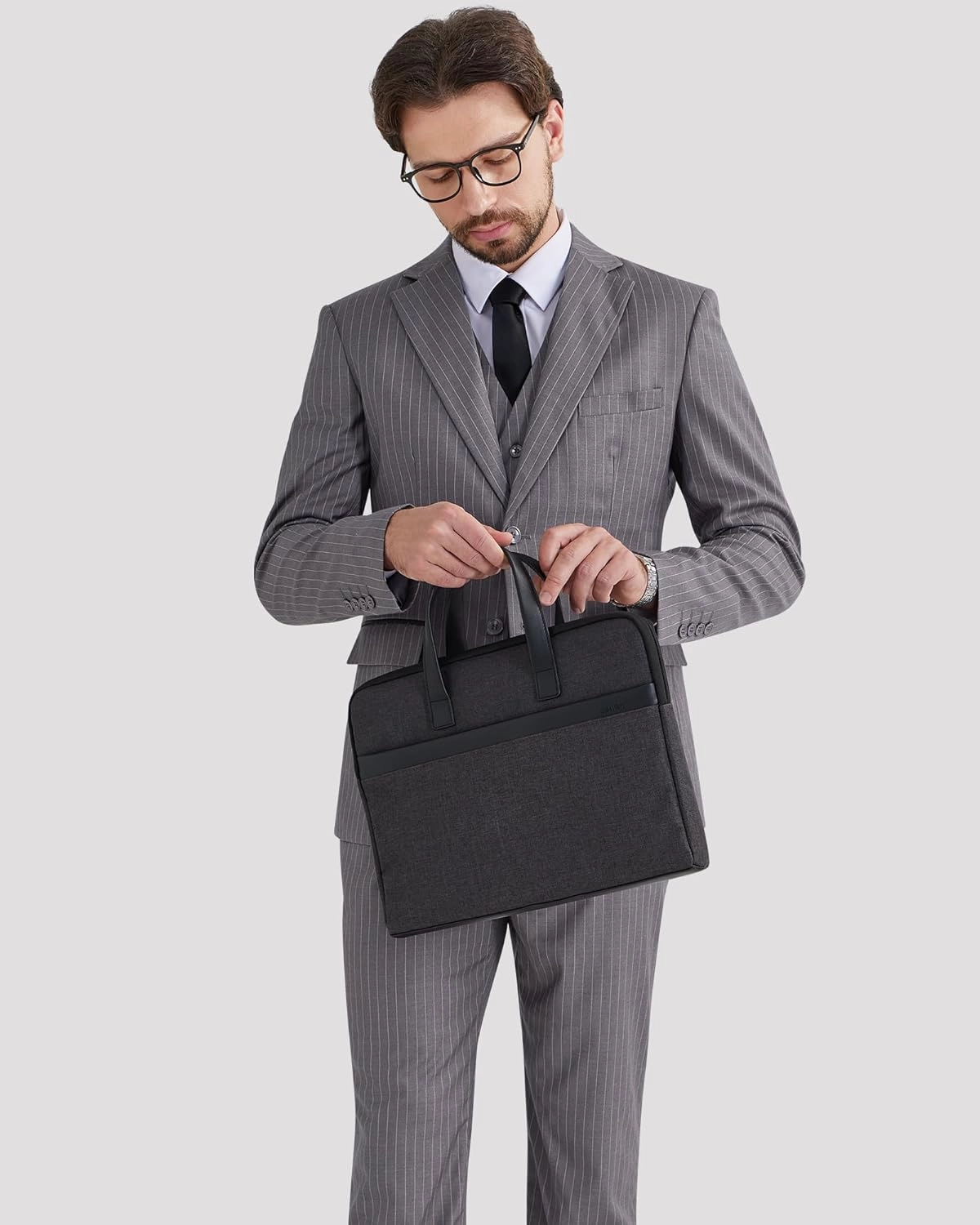MAGE MALE Men’s Pinstripe 3 Piece Suit Slim Fit Elegant Single Breasted Business Wedding Party Blazer Vest& Pants Set