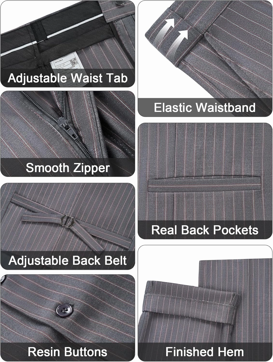 MAGE MALE Men’s Pinstripe 3 Piece Suit Slim Fit Elegant Single Breasted Business Wedding Party Blazer Vest& Pants Set