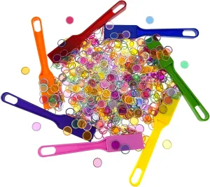 Magnetic Bingo Chips Set - 7 Colors Magnetic Wands with 700 Metal Tokens for Family Lotto Game, Sensory Bins, Counting and Sorting, Class Math Letters Written, Science& Educational Activities