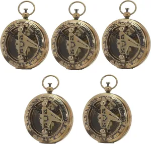 Magnetic Compass with 50 Pieces lot Antique Brass Finish, Black Leather Strap, Golden Polish