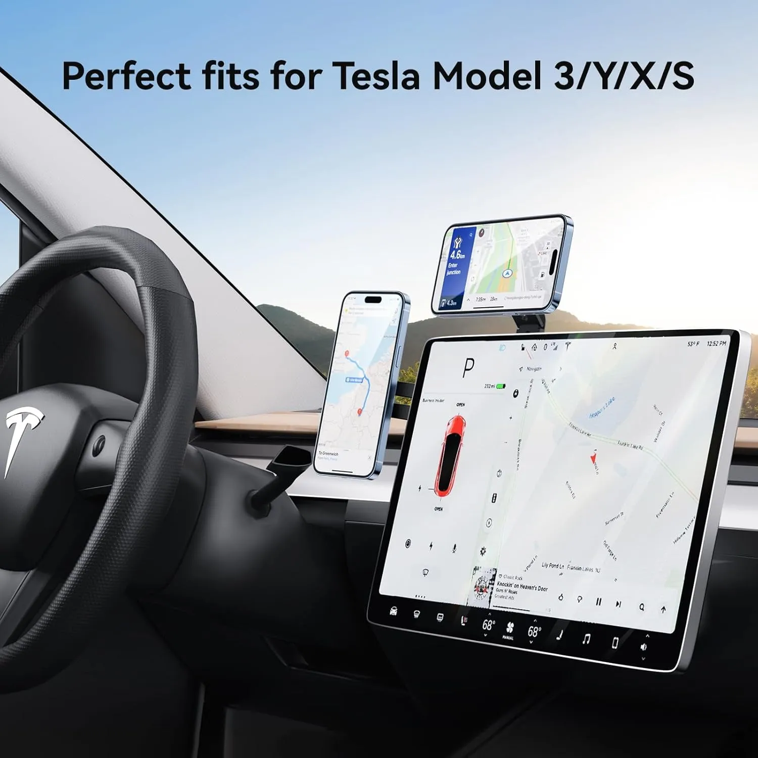 Magnetic Phone Holder for Laptop for Magsafe for Iphone 16/15/14/13/12 & All Phones, 180°Adjustable Phone Side Mount for Computer Monitor for Tesla, Desktop Cell Phone Bracket (Black)