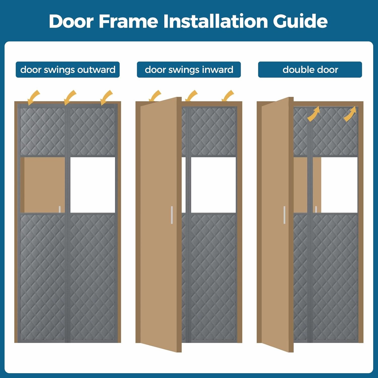 Magnetic Thermal Insulated Door Curtain Fits Door Size 32" x 80", Oxford Cloth Thicken Cotton Fiber Filled, Self-closing Screen Insulation Cover Keep Warm in Winter, with Clear Windows, Grey
