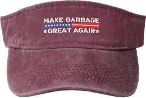 Make Garbage Great Again Visor Sun Protection Mesh Sun Hat Golf Outdoor Sports for Women Men Red