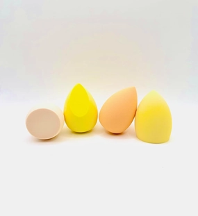 Makeup Sponge Set, 4 Pieces, Latex-Free, For Foundation, Concealer, Highlighter Application, Yellow/Orange