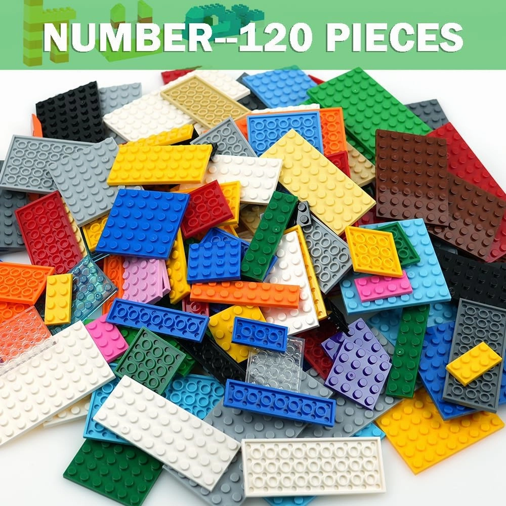 MALEKO 120 Pieces Classic Base Plates Bricks Parts, Flat Board Small Baseplates Mat Multipacks, Bulk Building Blocks