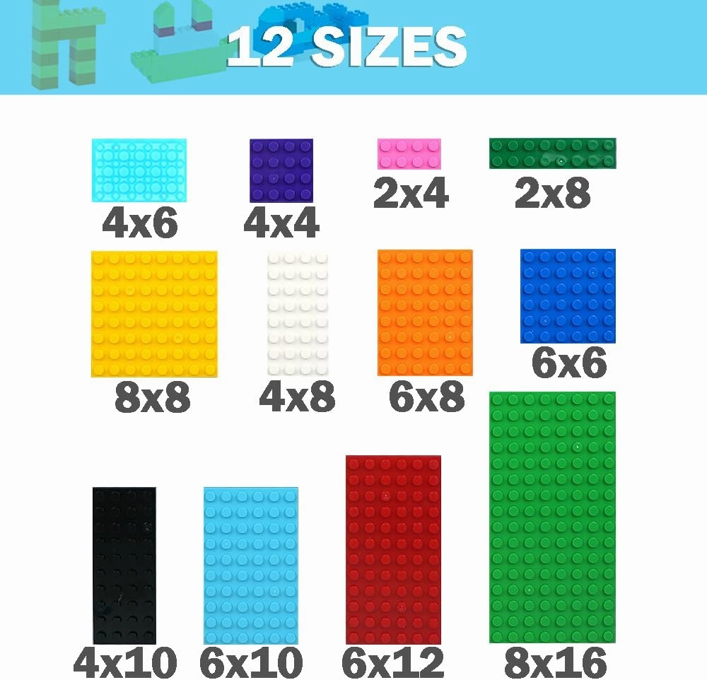 MALEKO 120 Pieces Classic Base Plates Bricks Parts, Flat Board Small Baseplates Mat Multipacks, Bulk Building Blocks