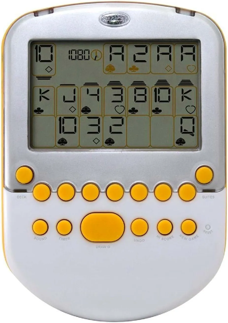Mattel Big Screen Solitaire - White/ Silver with Yellow Accents